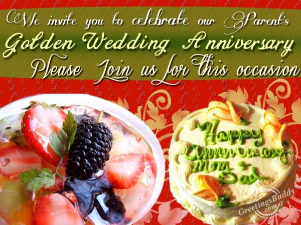 We invite you to join the Golden Wedding Anniversary...